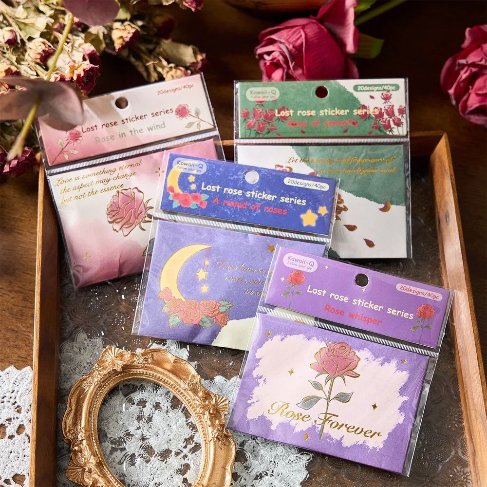 Lost Rose Vintage Floral Aesthetic Stickers (40 stickers)