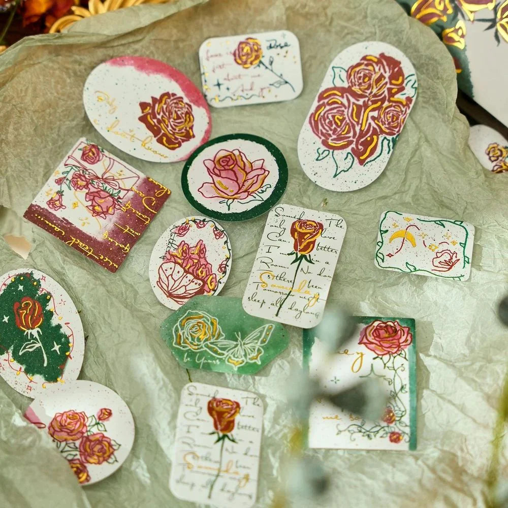 Lost Rose Vintage Floral Aesthetic Stickers (40 stickers)