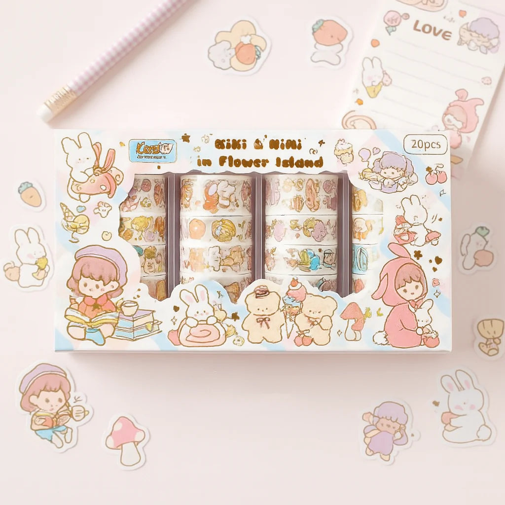 Kawaii Washi Tape Set - 20 Rolls