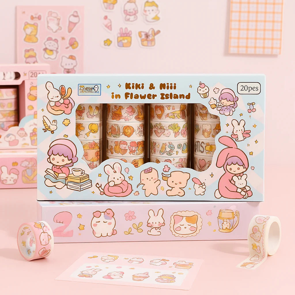 Kawaii Washi Tape Set - 20 Rolls