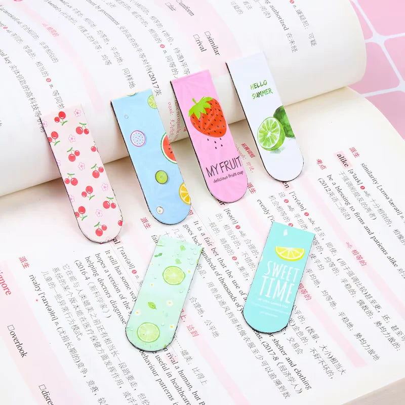 Cute Magnetic Cartoon Bookmarks Set (Pack of 6)