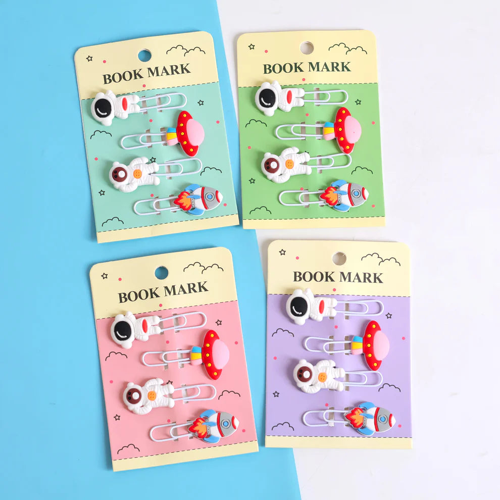 Space-Themed Bookmarks Paperclips (4 Pcs)