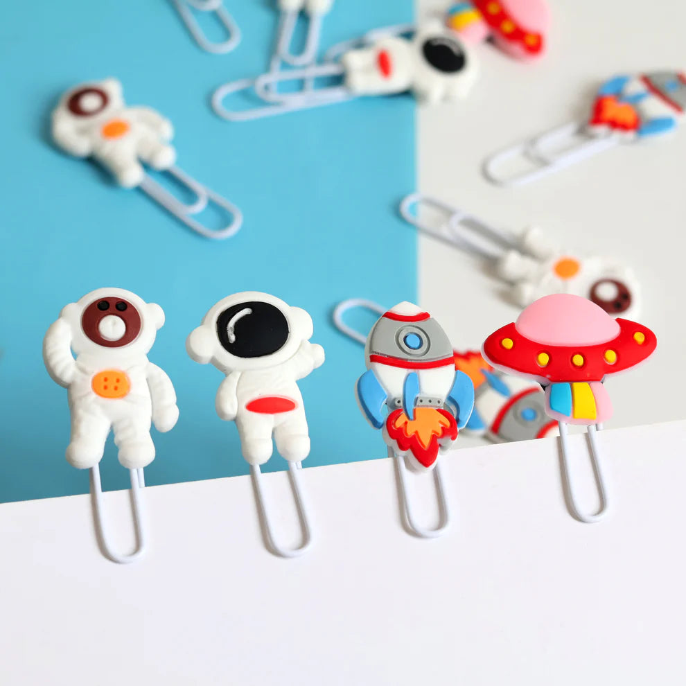 Space-Themed Bookmarks Paperclips (4 Pcs)