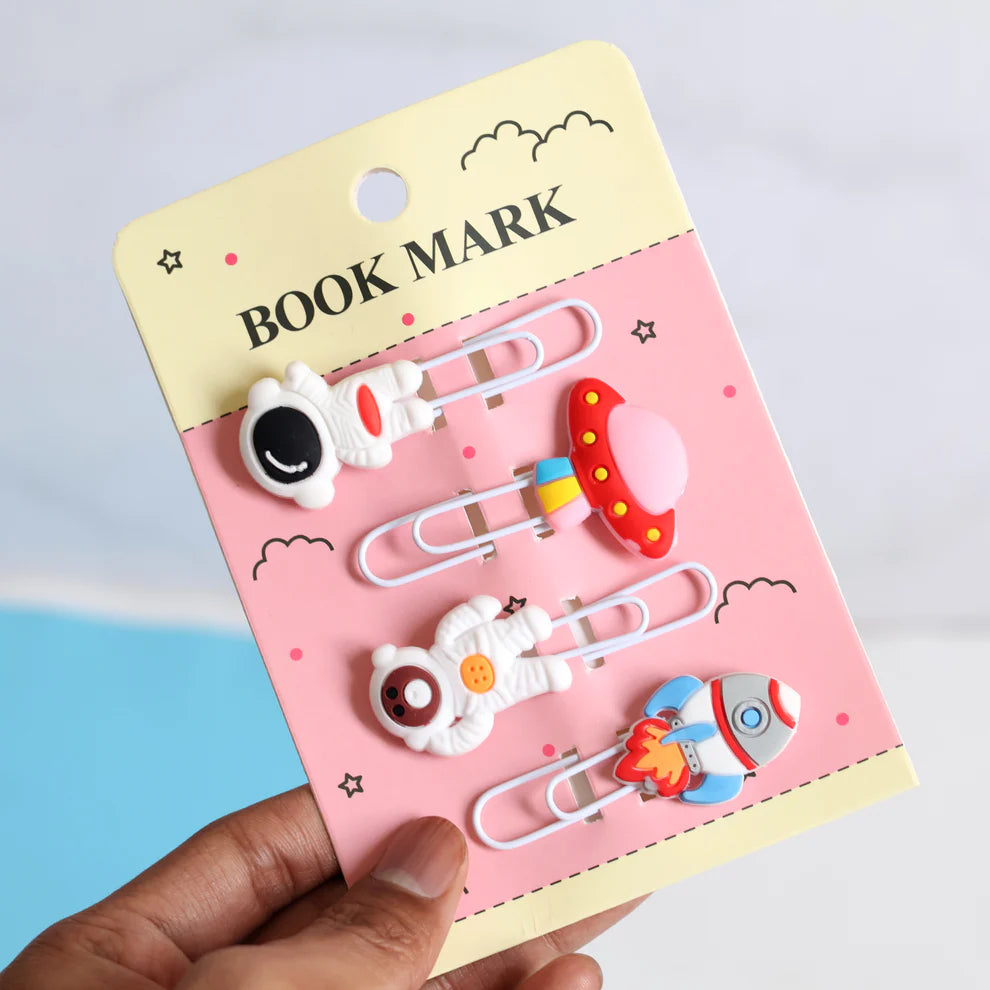 Space-Themed Bookmarks Paperclips (4 Pcs)