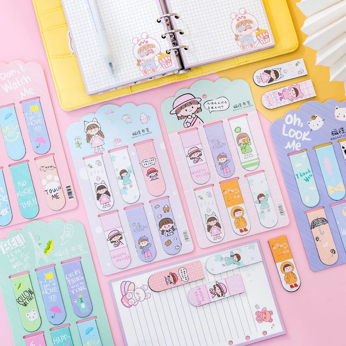Cute Magnetic Cartoon Bookmarks Set (Pack of 6)