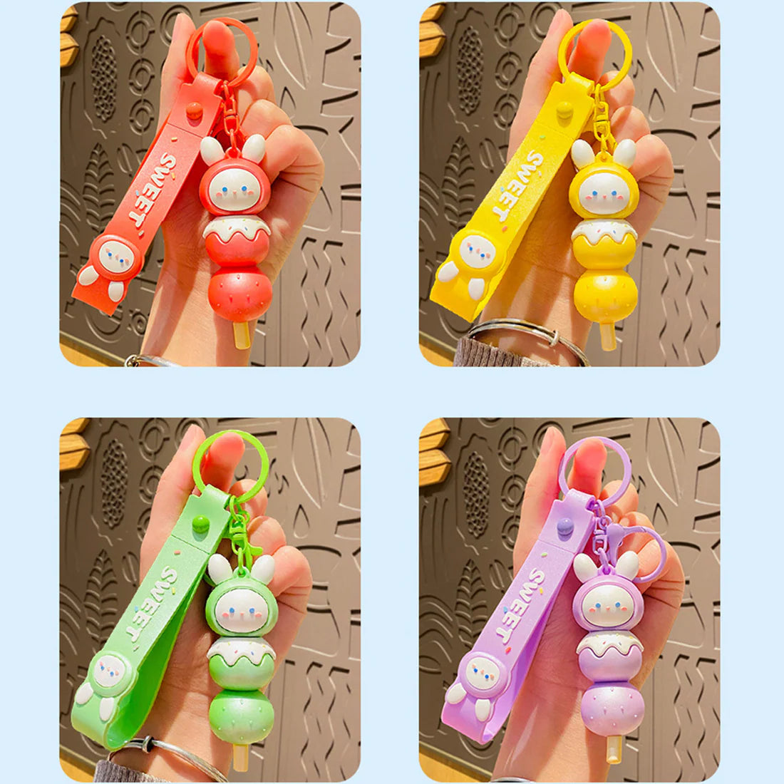 Colorful Bunny Ice-cream Keychain
