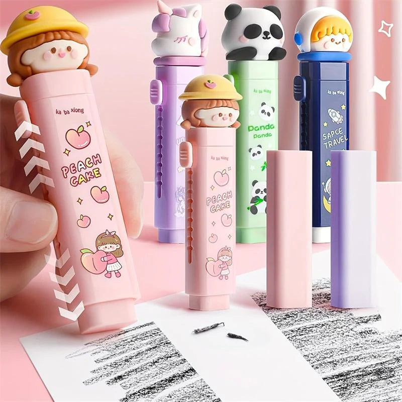 Cartoon Push Pull Sliding Retractable Eraser