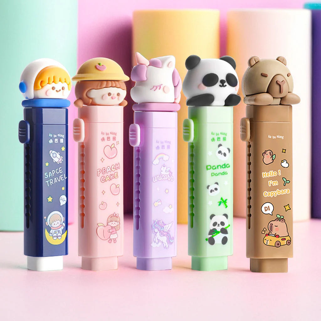 Cartoon Push Pull Sliding Retractable Eraser