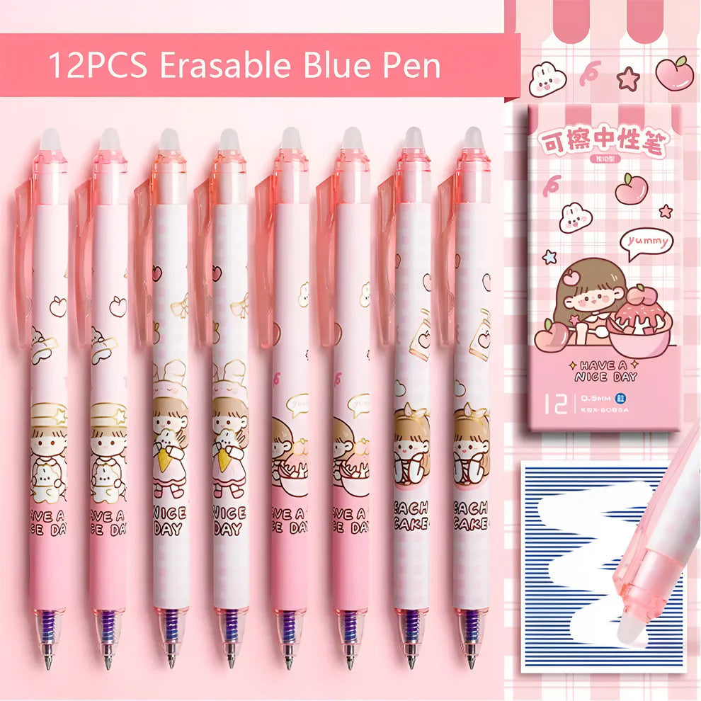 Cute Erasable Gel Pens - Pack of 12